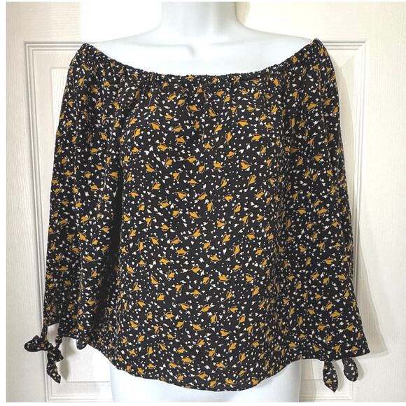 Madewell Women’s 100% Silk Off-the-Shoulder Top in Falling Leaves Size Medium - Picture 2 of 10